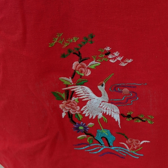 Linen! Red Embroidered Sheath Maxi - Picture 2 of 8